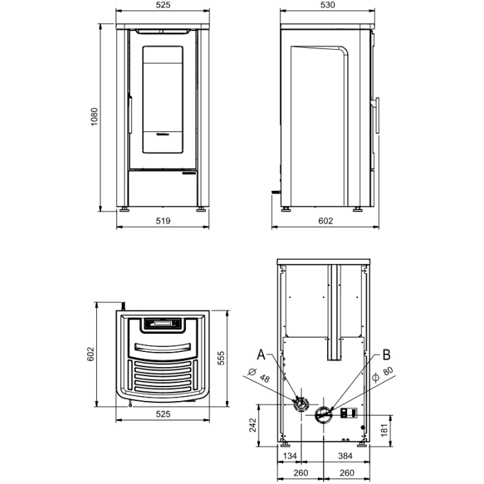 La Nordica Extraflame Dahiana VFS 10kW wymiary